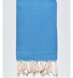 fouta nid d'abeille unie bleu turquoise