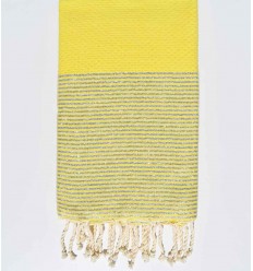 Fouta nid d'abeille couleur jaune avec lurex