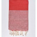Fouta en nid d'abeille rouge avec lurex