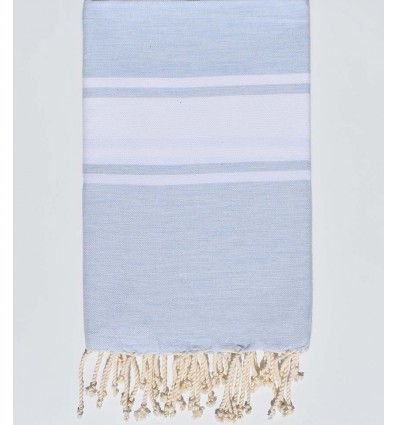 Fouta plate bleu pale avec bande blanche
