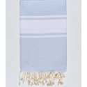 beach towel flat light blue with White strip