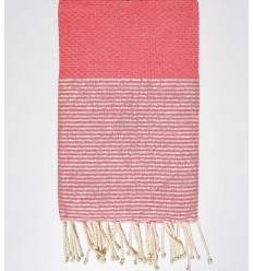Fouta en nid d'abeille rose incarnadin avec lurex