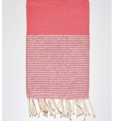 Fouta en nid d'abeille rose incarnadin avec lurex