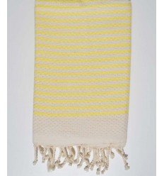 Fouta zèbre blanc crème et jaune