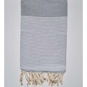 Fouta nid d'abeille couleur gris avec rayures