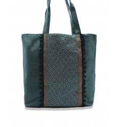 Sac Saint Tropez vert avec pompons noir
