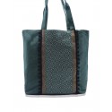 Sac Saint Tropez vert avec pompons noir
