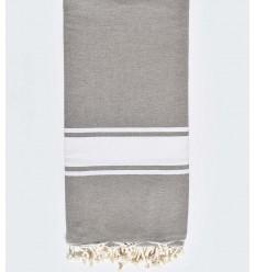 JETé Gris perle rayée gris anthracite - FOUTA TUNISIA