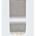 JETé Gris perle rayée gris anthracite - FOUTA TUNISIA