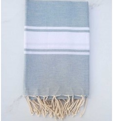 Fouta plate bleu fumée