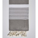 arthur taupe beach towel with stripes - FOUTA TUNISIA