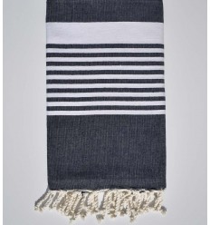 Fouta arthur bleu jean foncé avec rayures