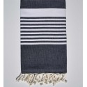 Fouta arthur bleu jean foncé avec rayures