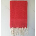 fouta nid d'abeille unie rouge pale- FOUTA TUNISIA