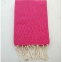 Fouta nid d'abeille unie rose fushia