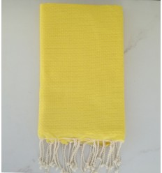fouta nid d'abeille unie jaune citron - FOUTA TUNISIA