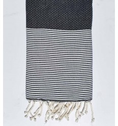 Fouta nid d'abeille bleu pétrole