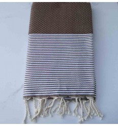 fouta nid d'abeille marron...