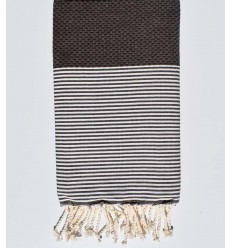 fouta nid d'abeille marron foncé - FOUTA TUNISIA