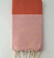 Fouta nid d'abeille orange...