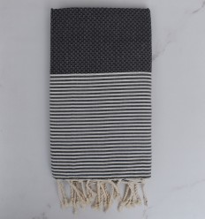 Fouta nid d'abeille gris...