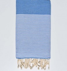 Fouta nid d'abeille bleu...