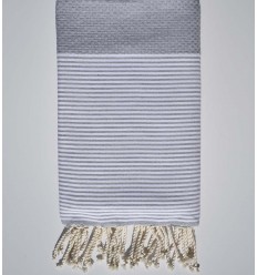 fouta nid d'abeille gris souris