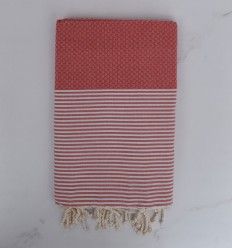 Fouta nid d'abeille rose incarnat
