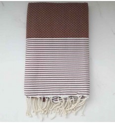 fouta nid d'abeille marron noisette- FOUTA TUNISIA