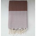 fouta nid d'abeille marron noisette- FOUTA TUNISIA