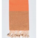 Fouta Lurex plate orange au fil lurex doré - FOUTA TUNISIA