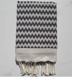 Fouta zigzag blanc crème et...