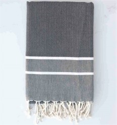 Fouta chevron gris foncé