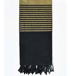 Jeté noir au fil lurex doré 2m/3m