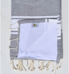 Fouta couleur gris doublée éponge