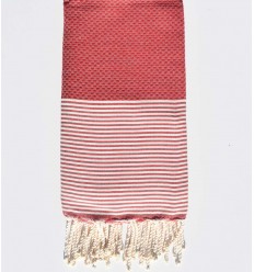 fouta nid d'abeille amarante
