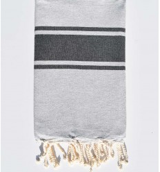 Fouta gris bandes noir