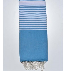 Jeté Bleu céruléen avec rayures