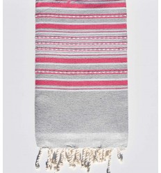 Fouta arabesque gris et rose fushia  - FOUTA TUNISIA