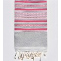 Fouta arabesque gris et rose fushia