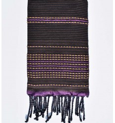 Fouta arabesque marron foncé et noir