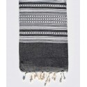 Fouta arabesque gris foncé avec ryures gris clair