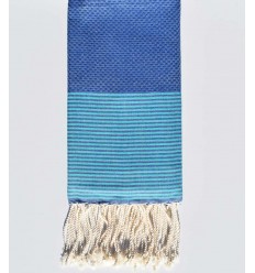 fouta nid d'abeille bleu...