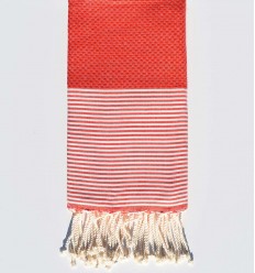 Fouta Nid d'abeille rouge...