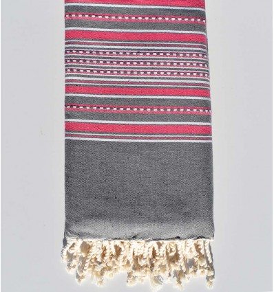Jeté arabesque couleur gris moyen rayée rose