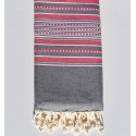 Jeté arabesque couleur gris moyen rayée rose
