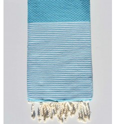 Telo mare nido d'ape in cotone riciclato blu celeste
