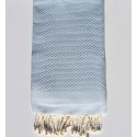 Fouta nid d'abeille unie couleur bleu ciel - FOUTA TUNISIA