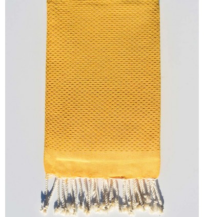 Fouta nid d'abeille unie jaune moutarde - FOUTA TUNISIA