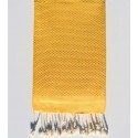 fouta nid d'habeille unie jaune moutard